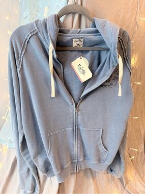 NWT Salt Life Beach Club Zip Hoodie Large Blue Salt Wash